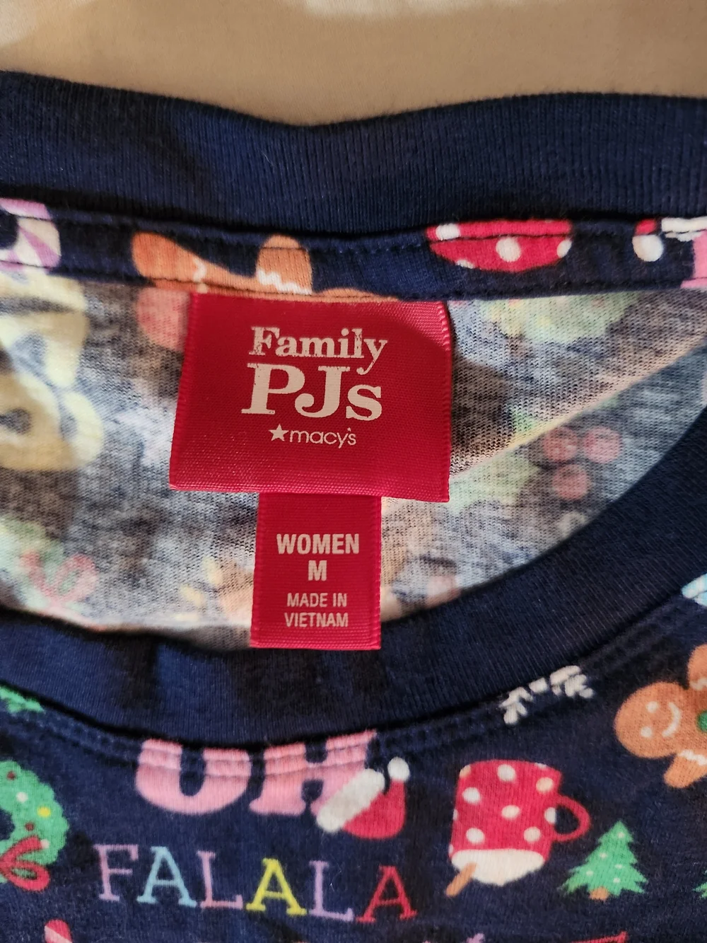 Macy's Navy Holiday Pajama Set with Multicolor Print